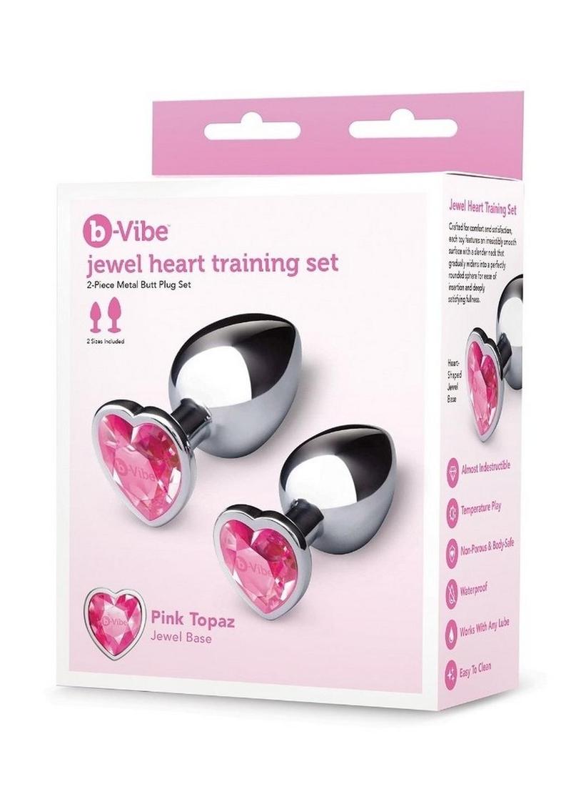 B-Vibe Jewel Heart Metal Butt Plug Training Set