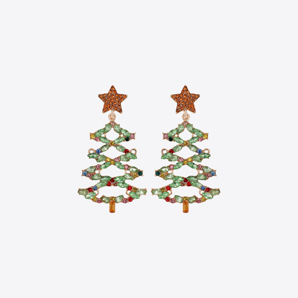 Christmas Tree Rhinestone Alloy Earrings
