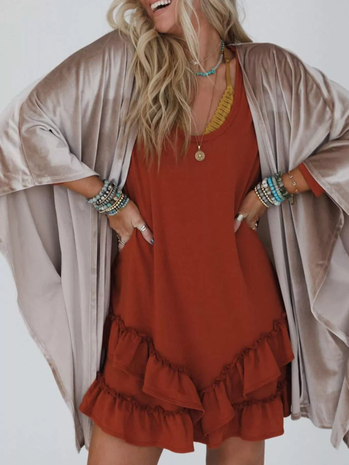 Open Front Draped Sleeve Cardigan
