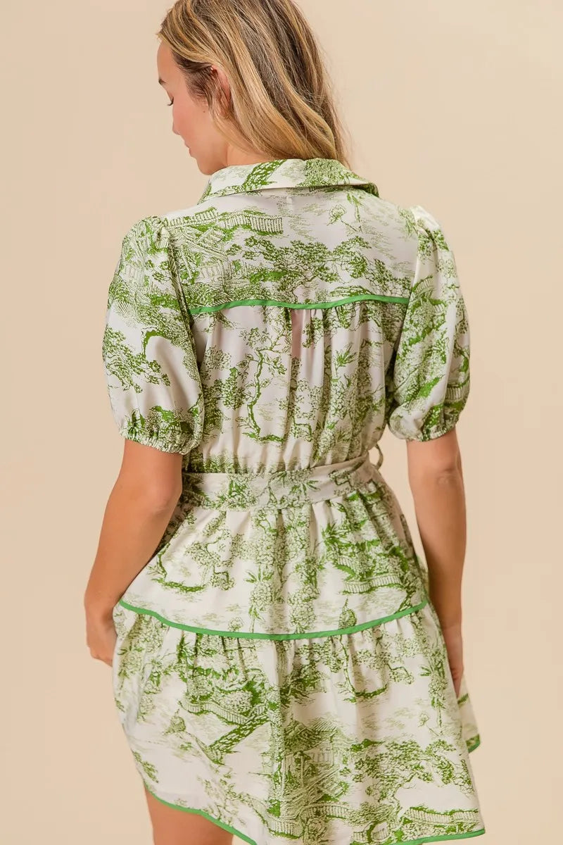 BiBi Woven Printed Tiered Dress