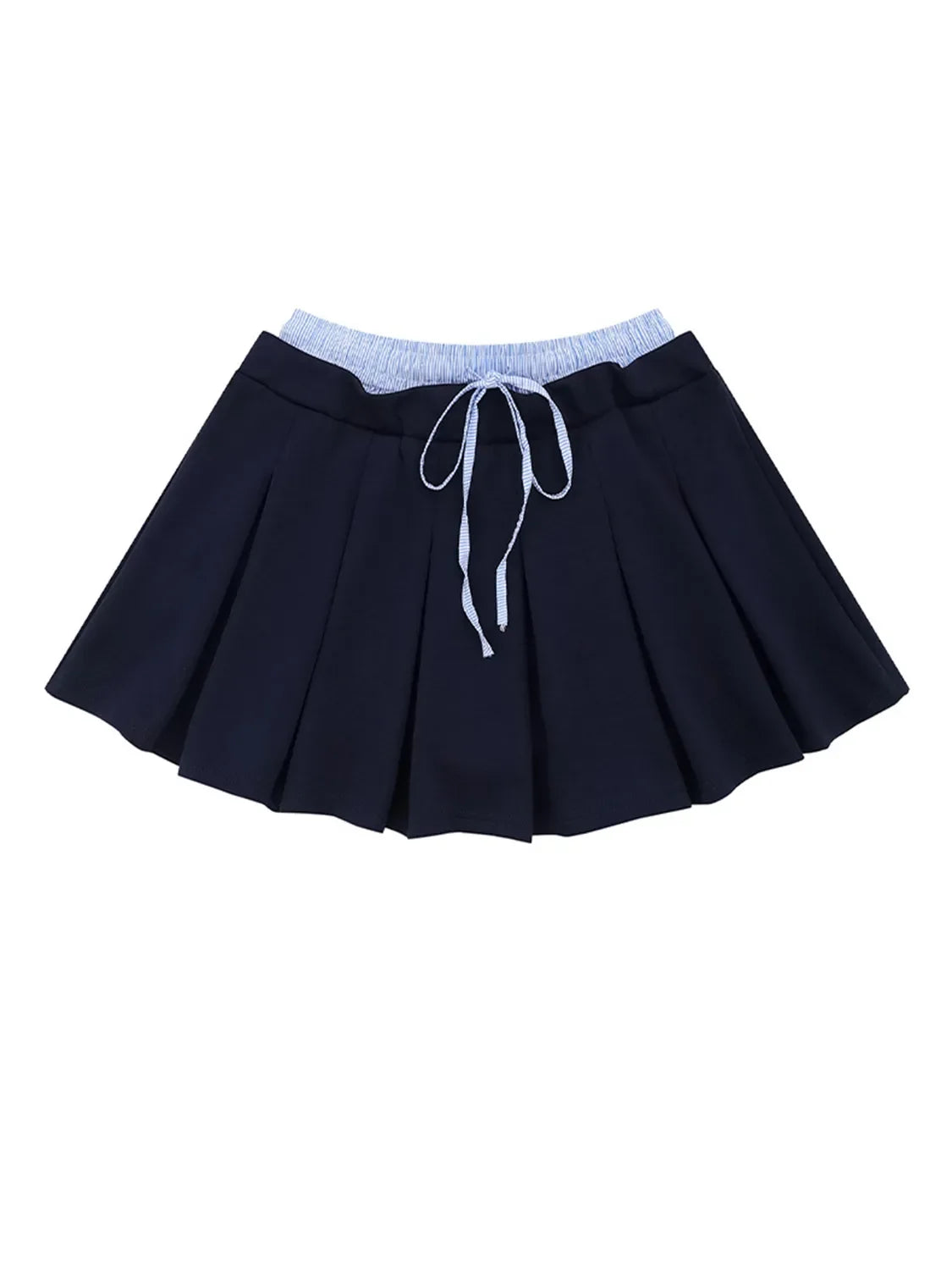 Drawstring Pleated Mini Skirt