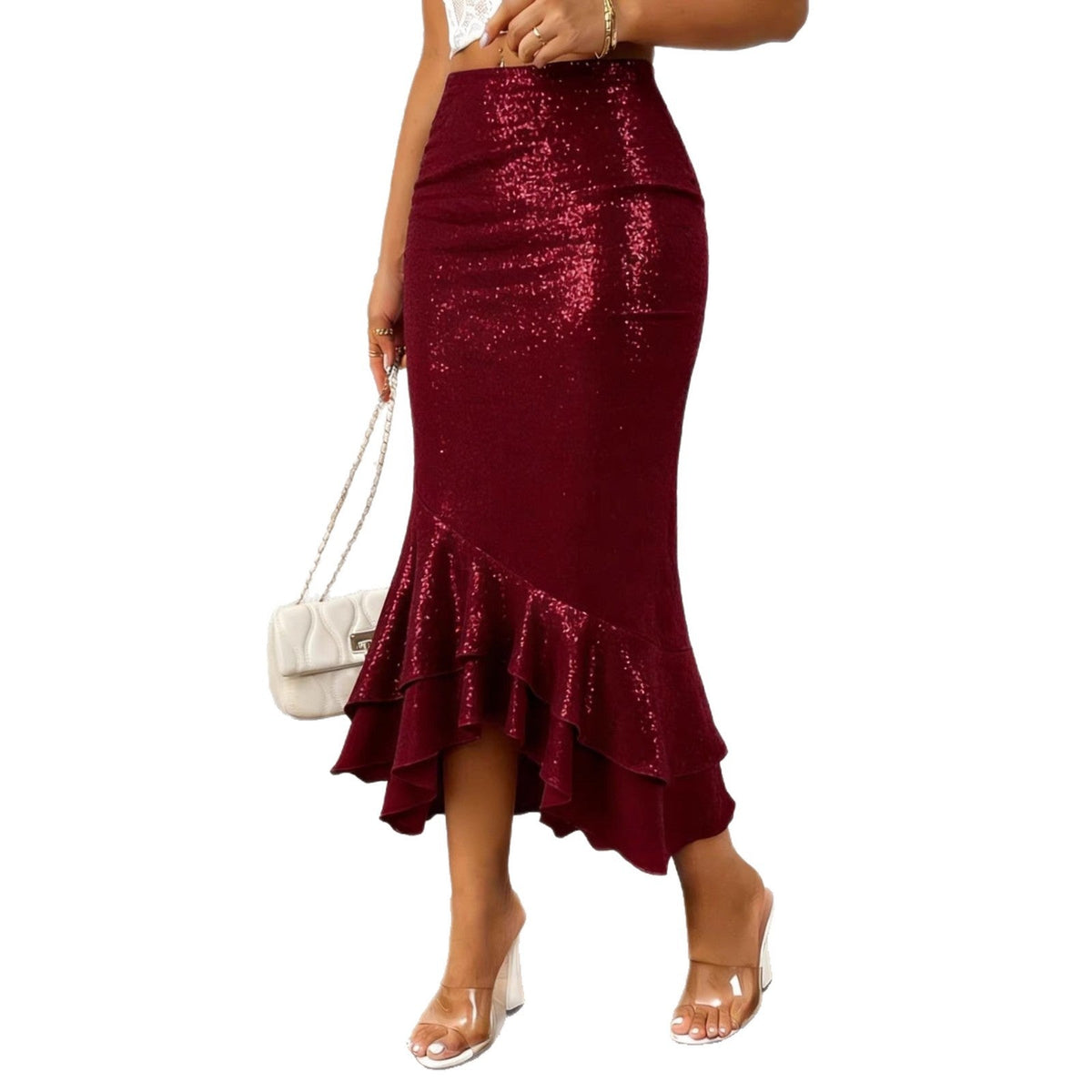 Womens Low-rise Shimmering Mermaid Skirt