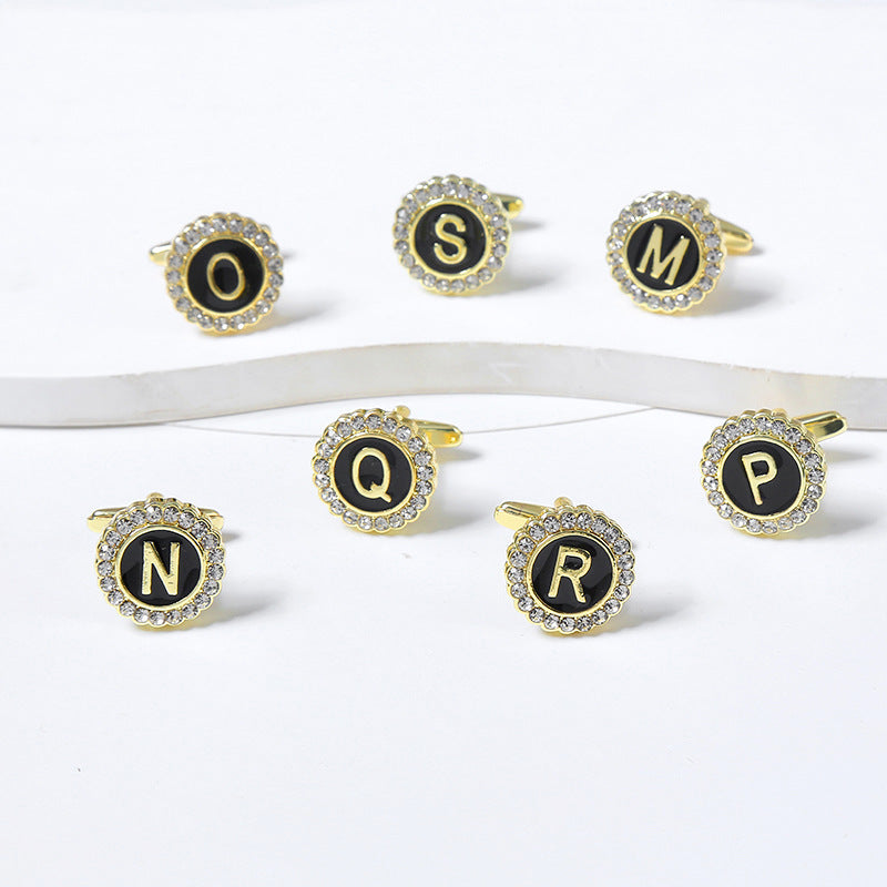 Round Diamond French Cufflinks Men&