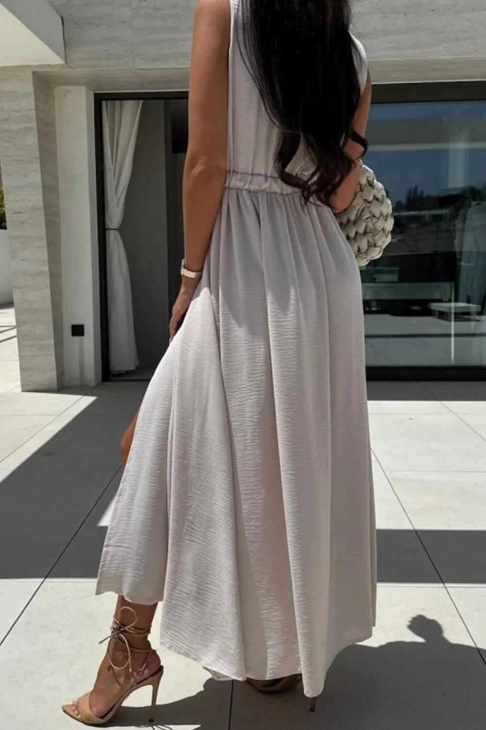 Surplice Sleeveless Slit Maxi Dress