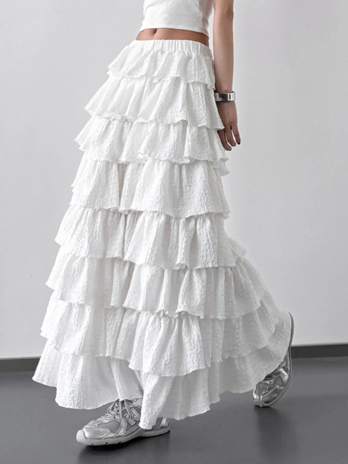 Ruffle Layered Maxi Skirt