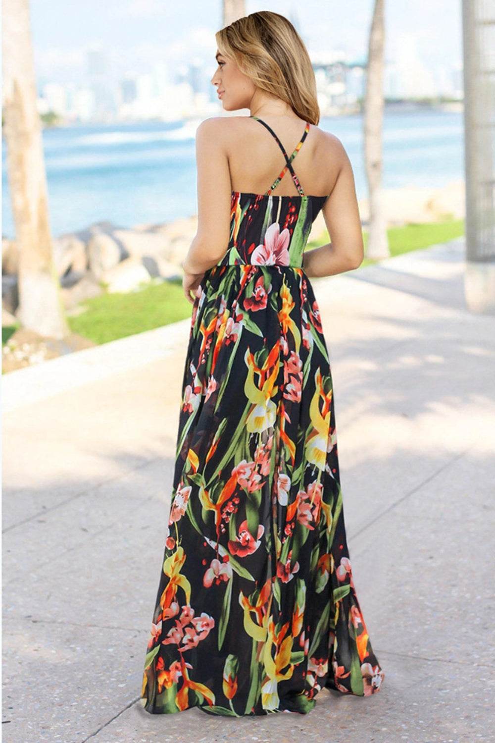 Crisscross Printed Surplice Cami Dress For Women