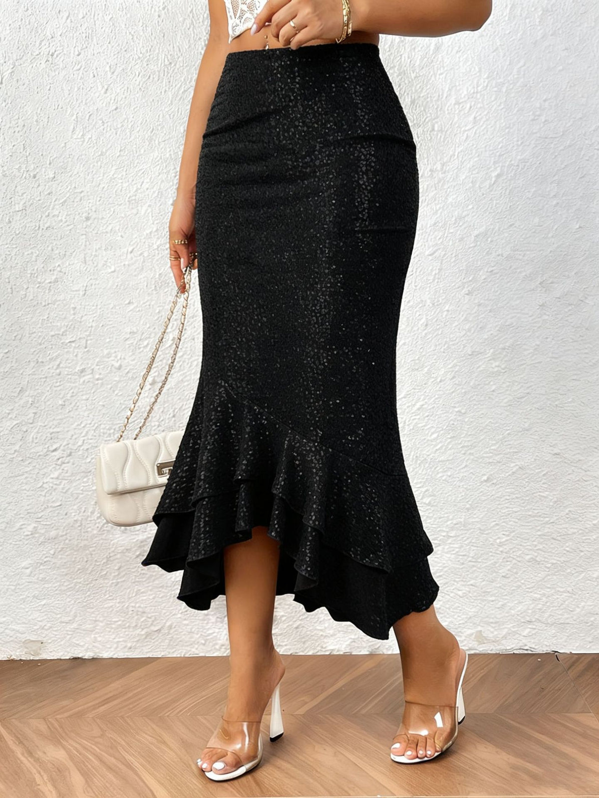 Womens Low-rise Shimmering Mermaid Skirt