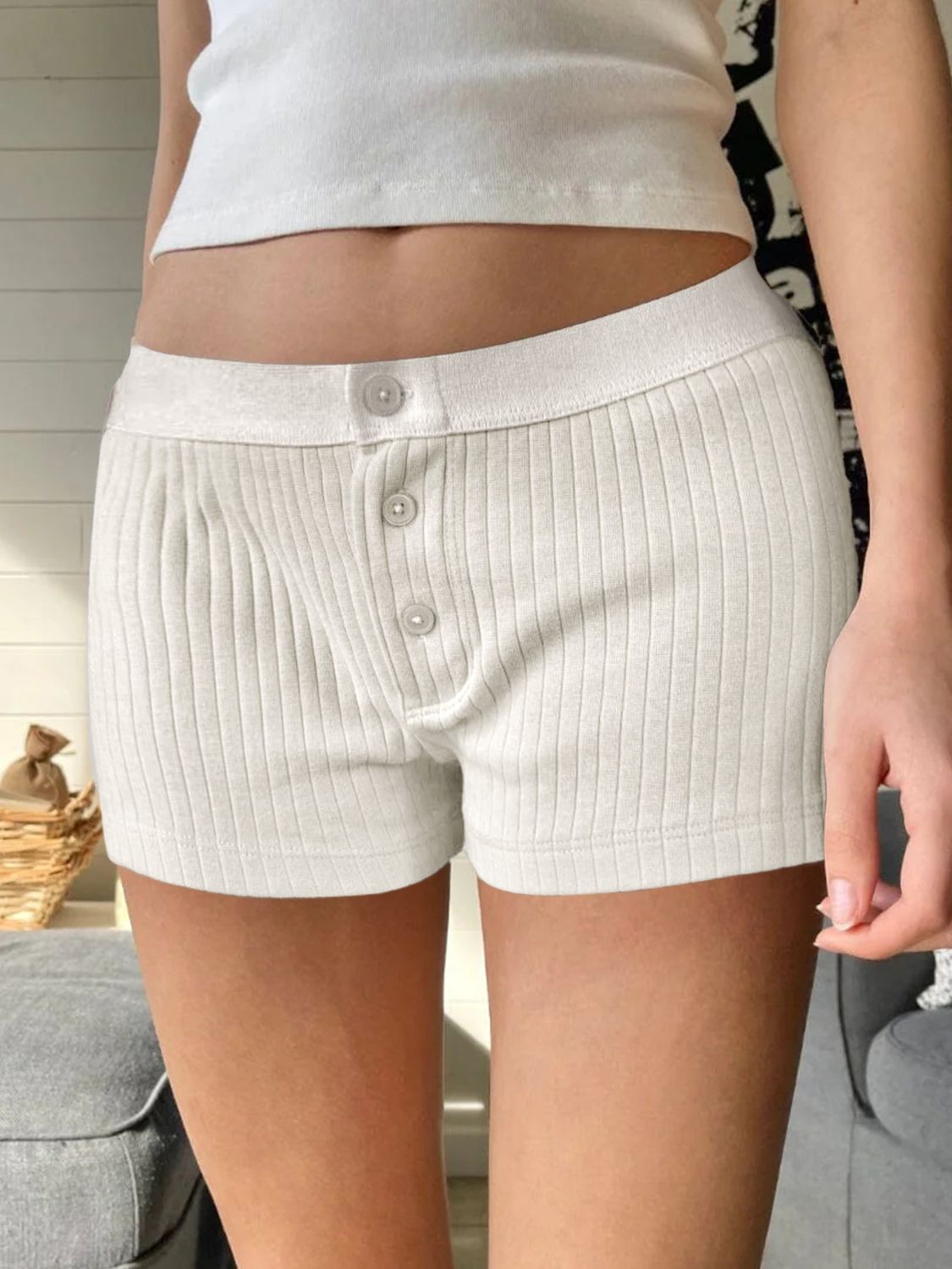 Devine Button Detail Shorts