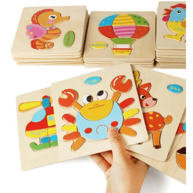 Baby Wooden Puzzle Toys for Toddlers Developing Educational Kids Toys For Children Game Cartoon Animal Gift 3 Years