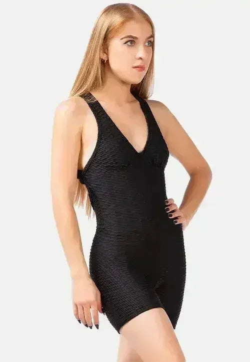 Back Cross Strap Yoga Jumpsuit – Moisture-Wicking 95% Polyester | Femstylo
