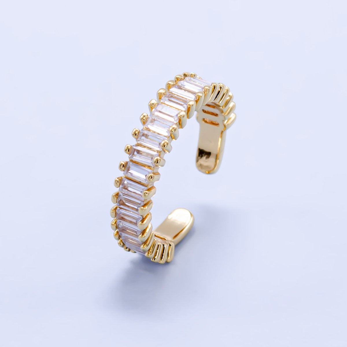 Baguette ring Open ring Gold band Crystal Ring O-976