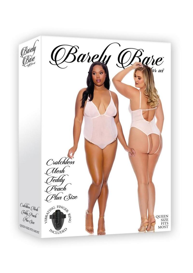 Barely Bare Crotchless Mesh Teddy with Vibrating Finger Ring