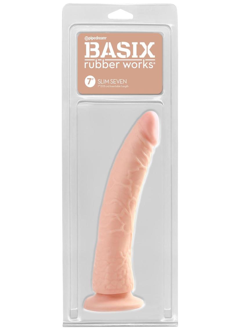 Basix Rubber Works Slim Seven Realistic Dildo with Suction Cup
