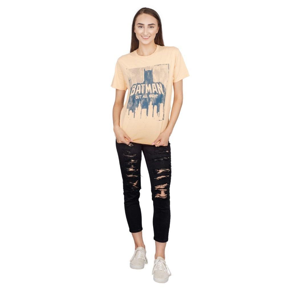 Batman Out All Night Beach Peach Adult Tee