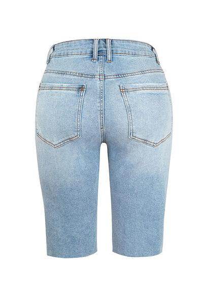 Distressed Pocketed Denim Shorts for Women - Stylish Fit