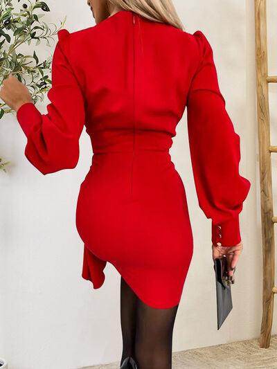 Surplice Lantern Sleeve Mini Dress for Stylish Occasions