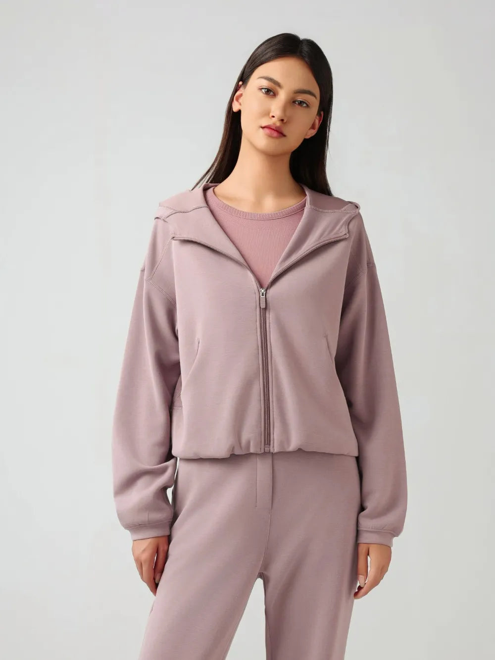 Millennia Zip Up Dropped Shouder Active Hooded