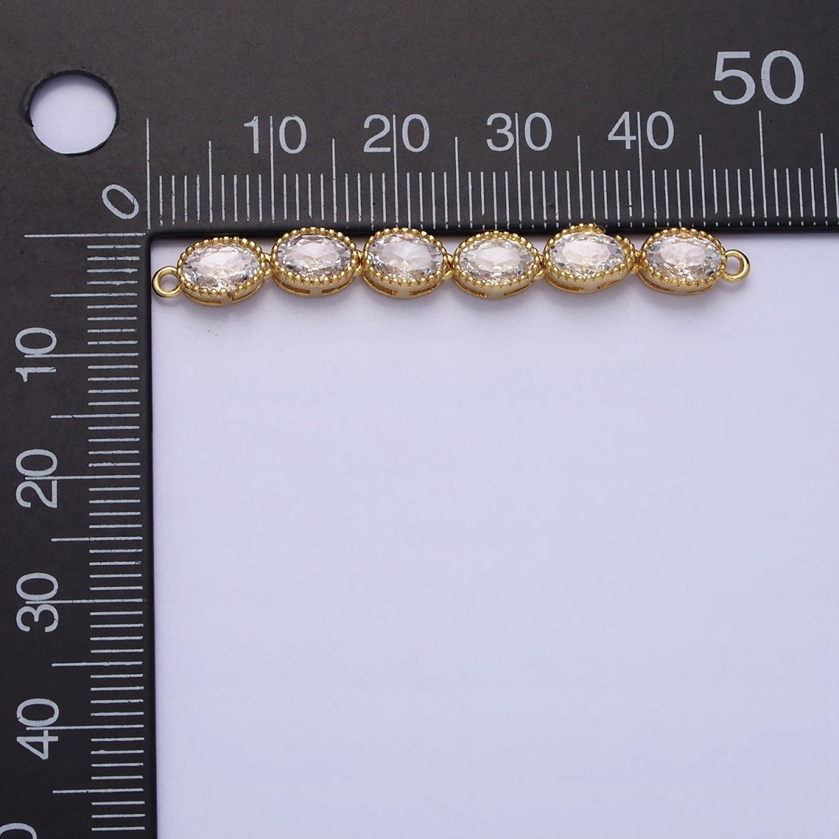 Bendable Gold Oval Long Bar Connector, CZ Micro Pave Silver Oval Geometric Link Connector Necklace Jewelry Making Y-818
