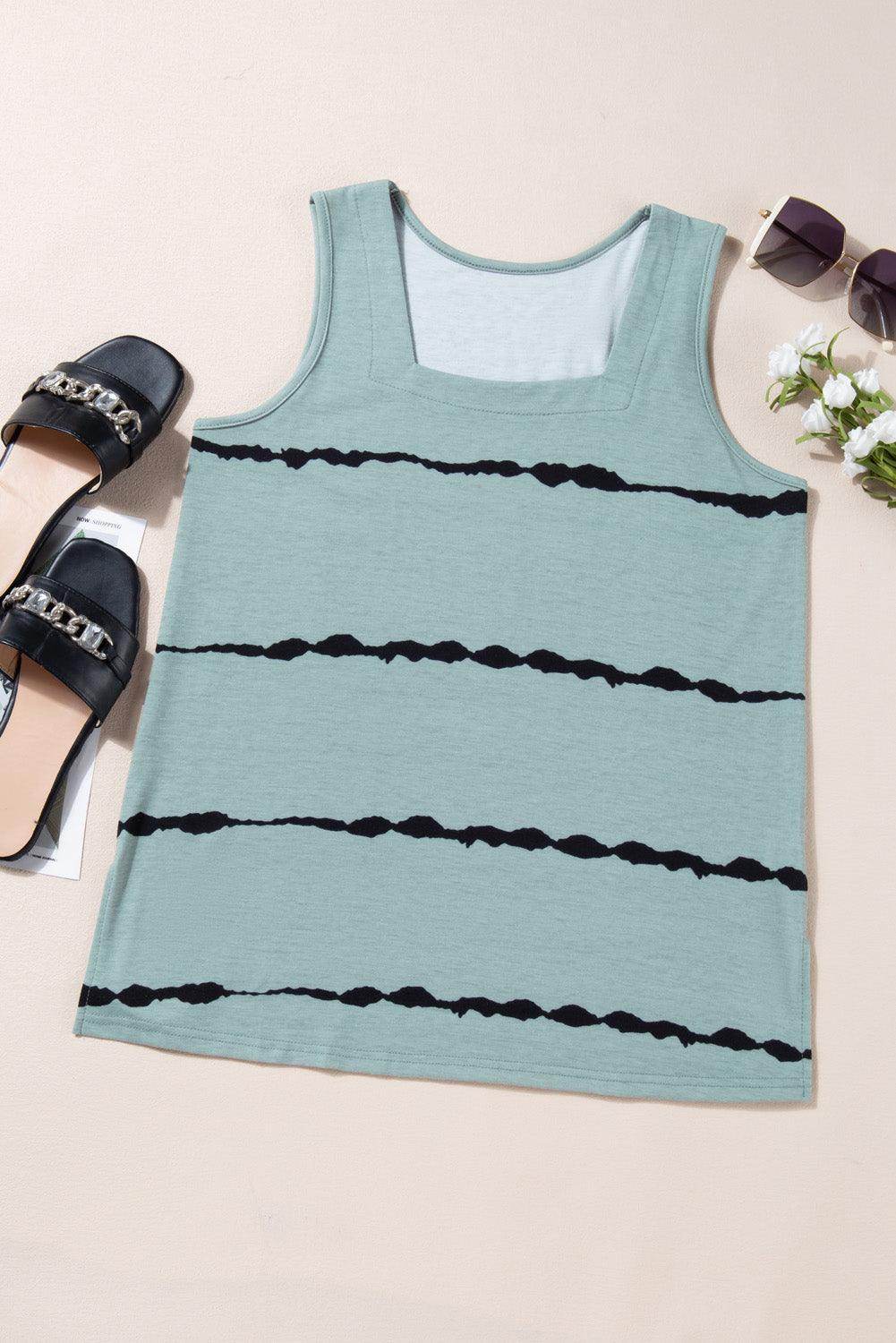 Striped Square Neck Tank Top for Women in Various Sizes