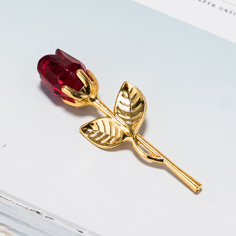 Crystal Golden Rose Flower Valentine&