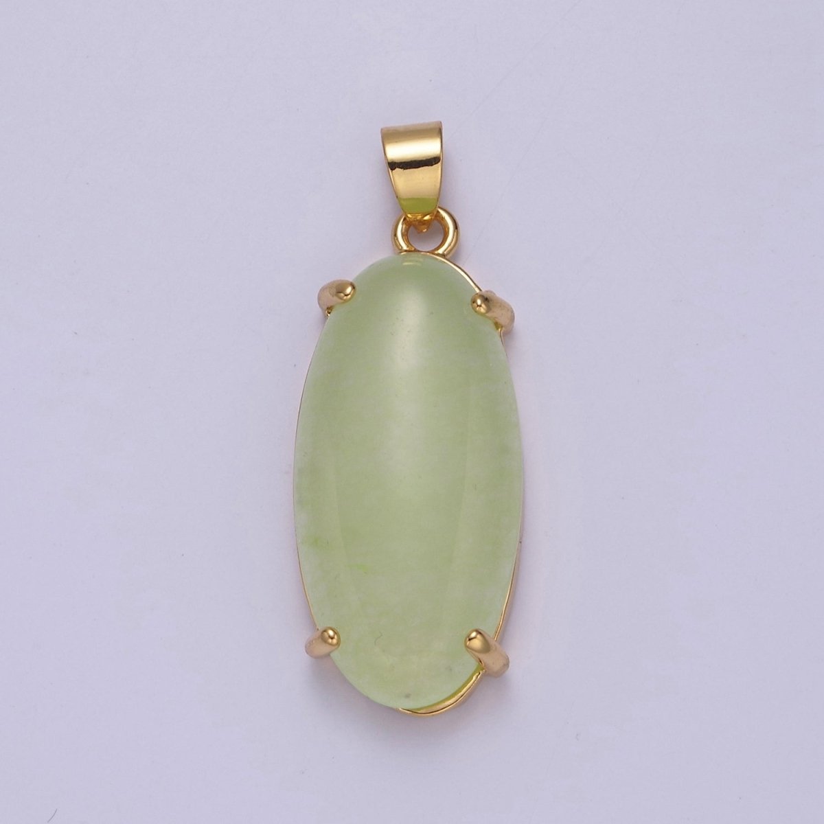 Big Light Green Oval Lucky jade pendant Drop Charm for Necklace W-646