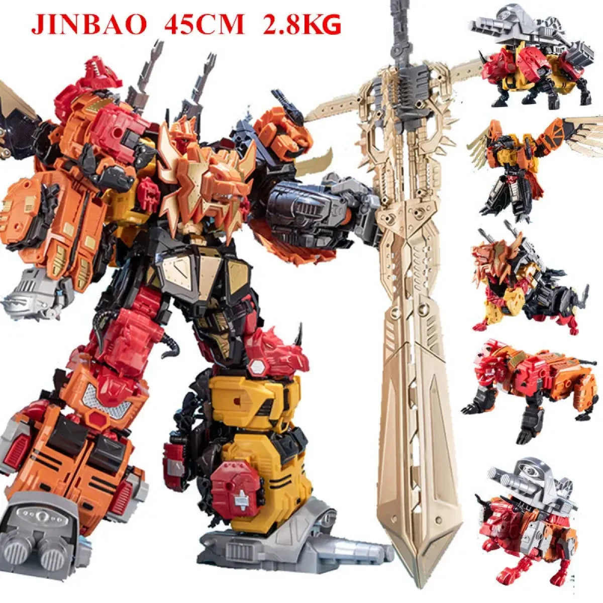 Jinbao 5-in-1 Big Transformation Predaking Anime Robot Action Figure