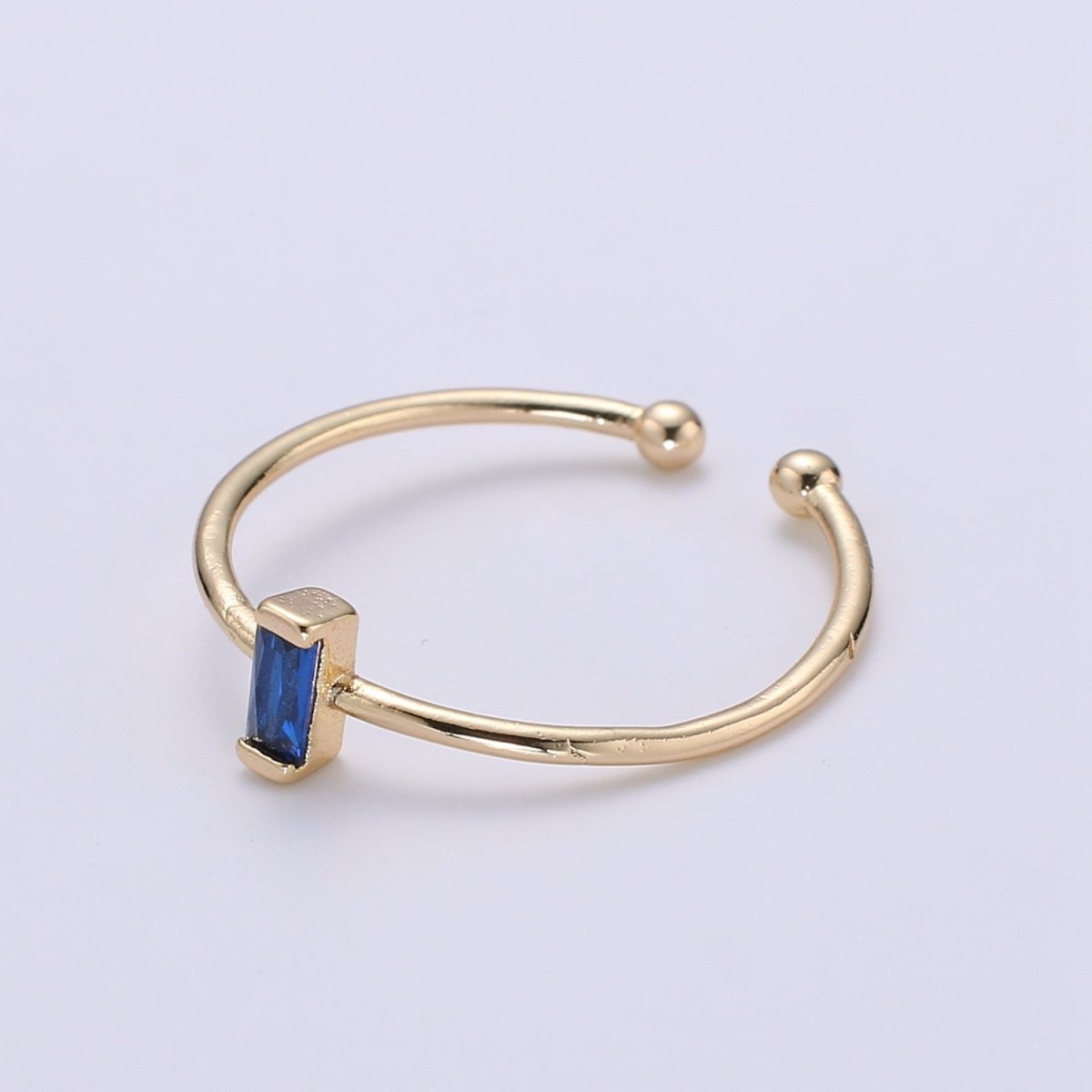 Birthstone ring. ONE stackable birthstone gemstone ring. Gold Open ring. stacking Adjustable ring personalized gift for her under 30 R-203 R-205