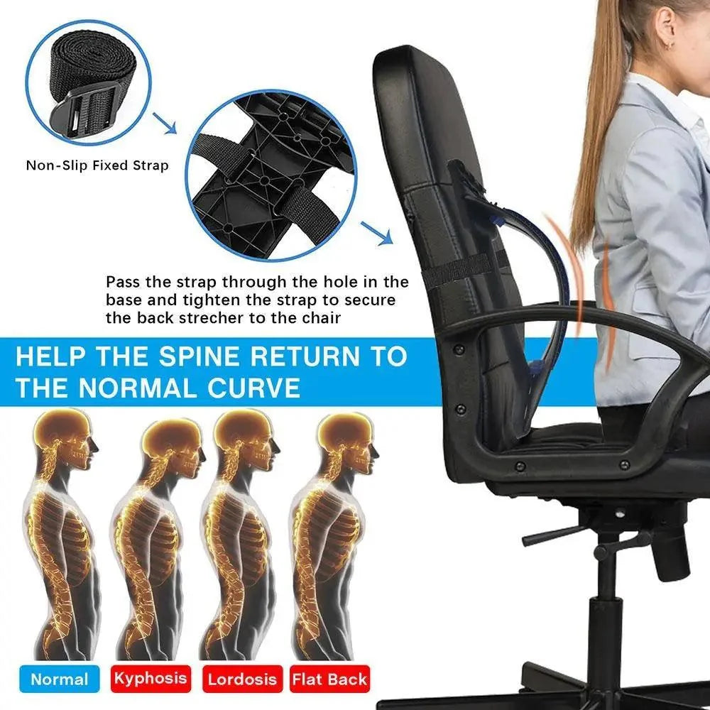 Black Purple Back Stretching Device Muscle Back Massage Relax Stretcher Posture Therapy Back Stretch Spine Pain Relief Stretcher Support Lower And Upper Muscle Pain Relief