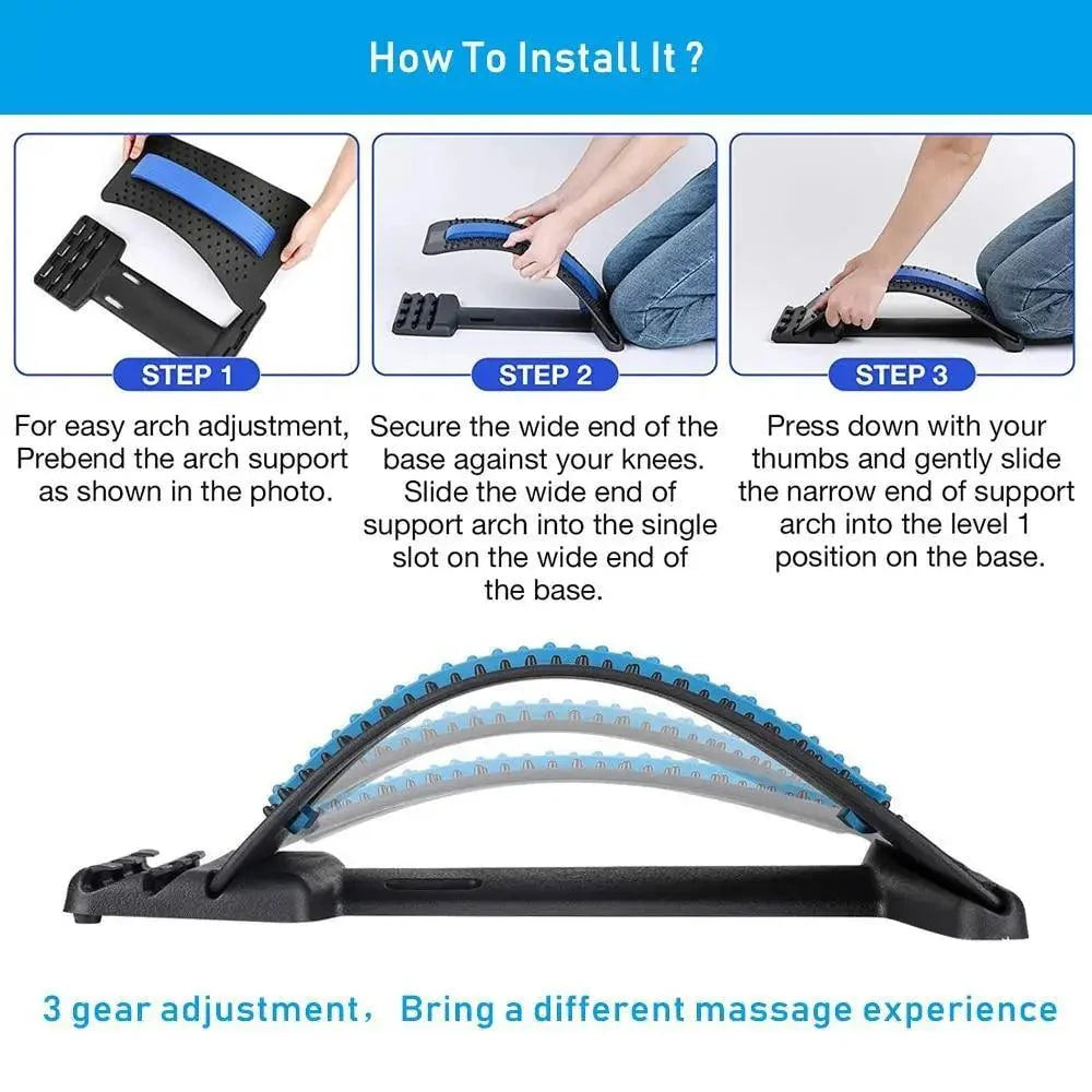 Black Purple Back Stretching Device Muscle Back Massage Relax Stretcher Posture Therapy Back Stretch Spine Pain Relief Stretcher Support Lower And Upper Muscle Pain Relief