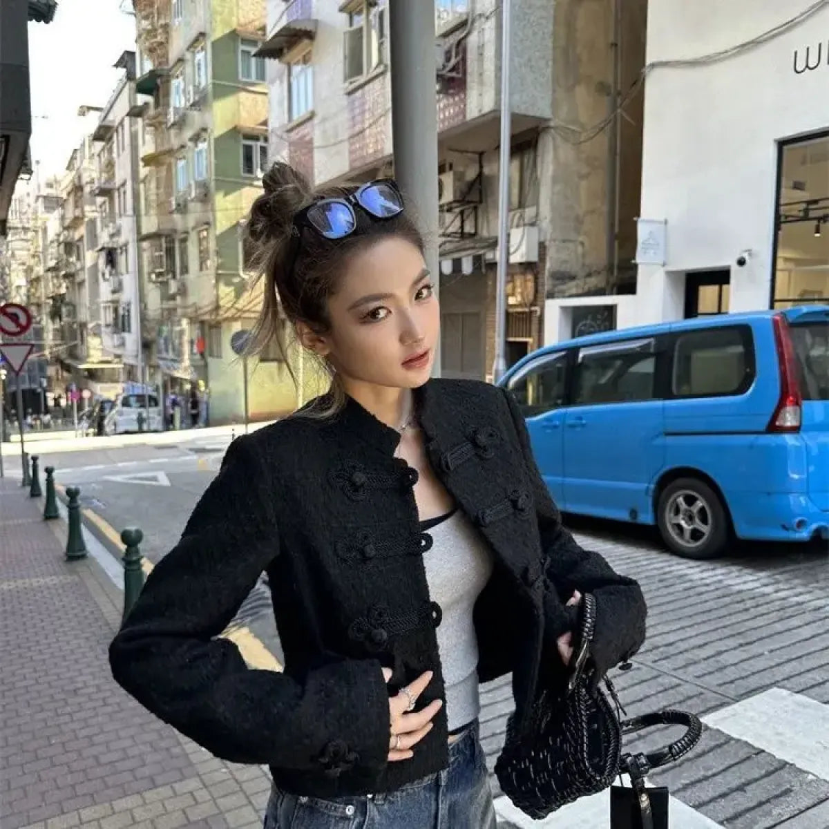 Black Qi Lolita Knit Cardigan – Neo-Chinese Y2K Long Sleeve Coat