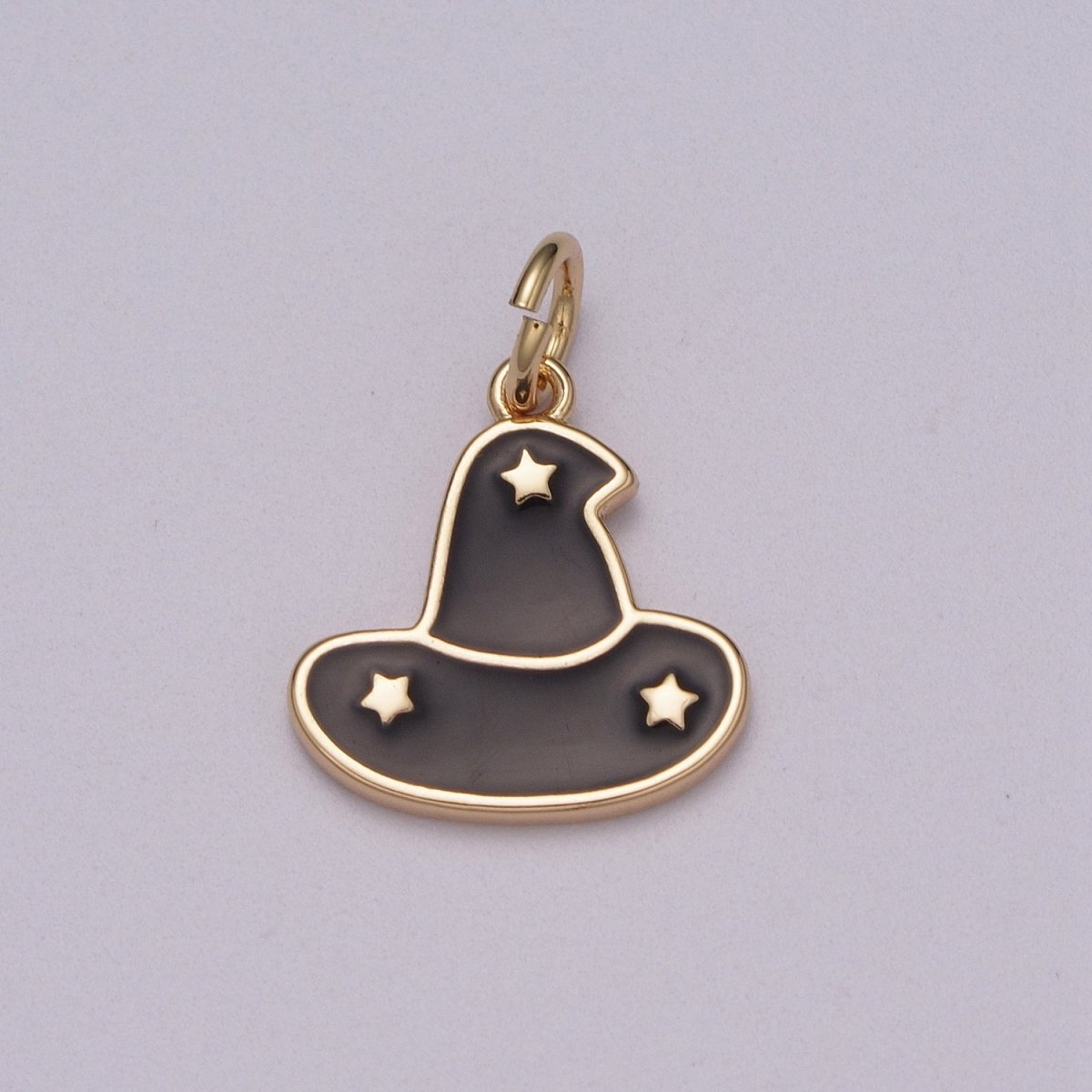 Black White Sorcerer Apprentice Miniature Hat Charm with Star, Fantasia Wizard Headpiece for Bracelet Necklace Earring Halloween Jewelry Inspired, M-853