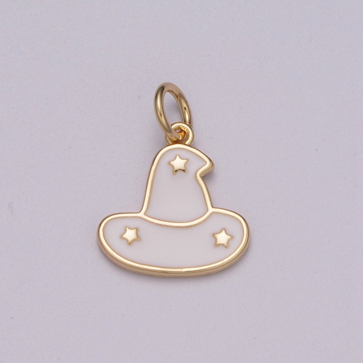 Black White Sorcerer Apprentice Miniature Hat Charm with Star, Fantasia Wizard Headpiece for Bracelet Necklace Earring Halloween Jewelry Inspired, M-853