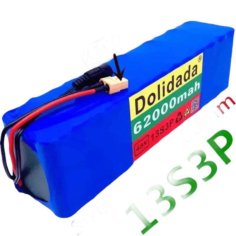 Blue 48V 62Ah Lithium Battery Pack 1000W 13S3P