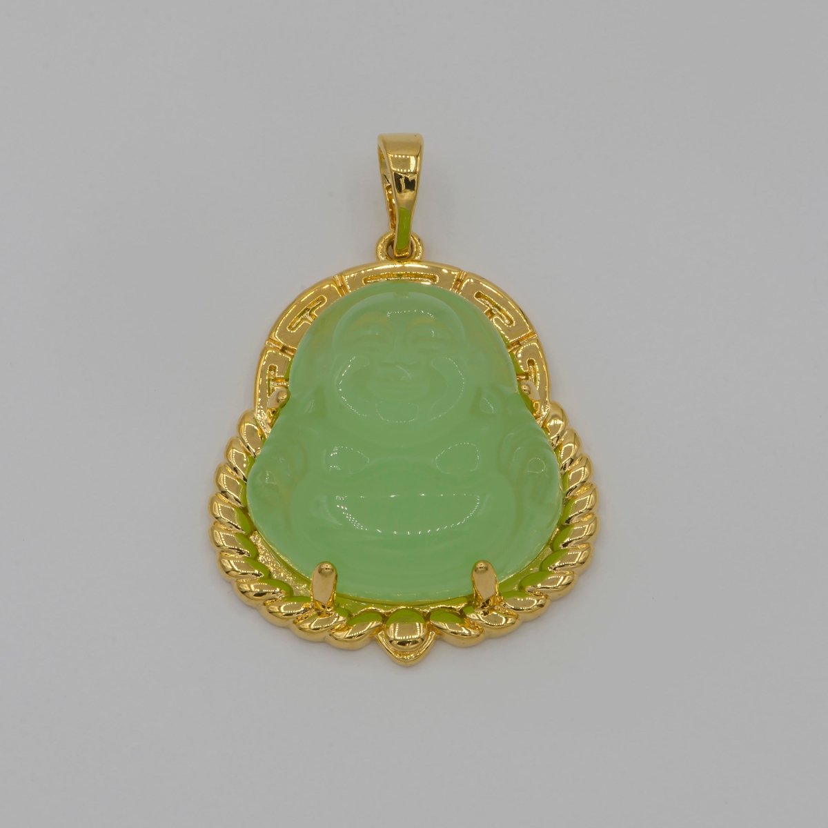 Blue Purple Red Pink Jade Buddha Pendant 18k Gold Filled Bezel