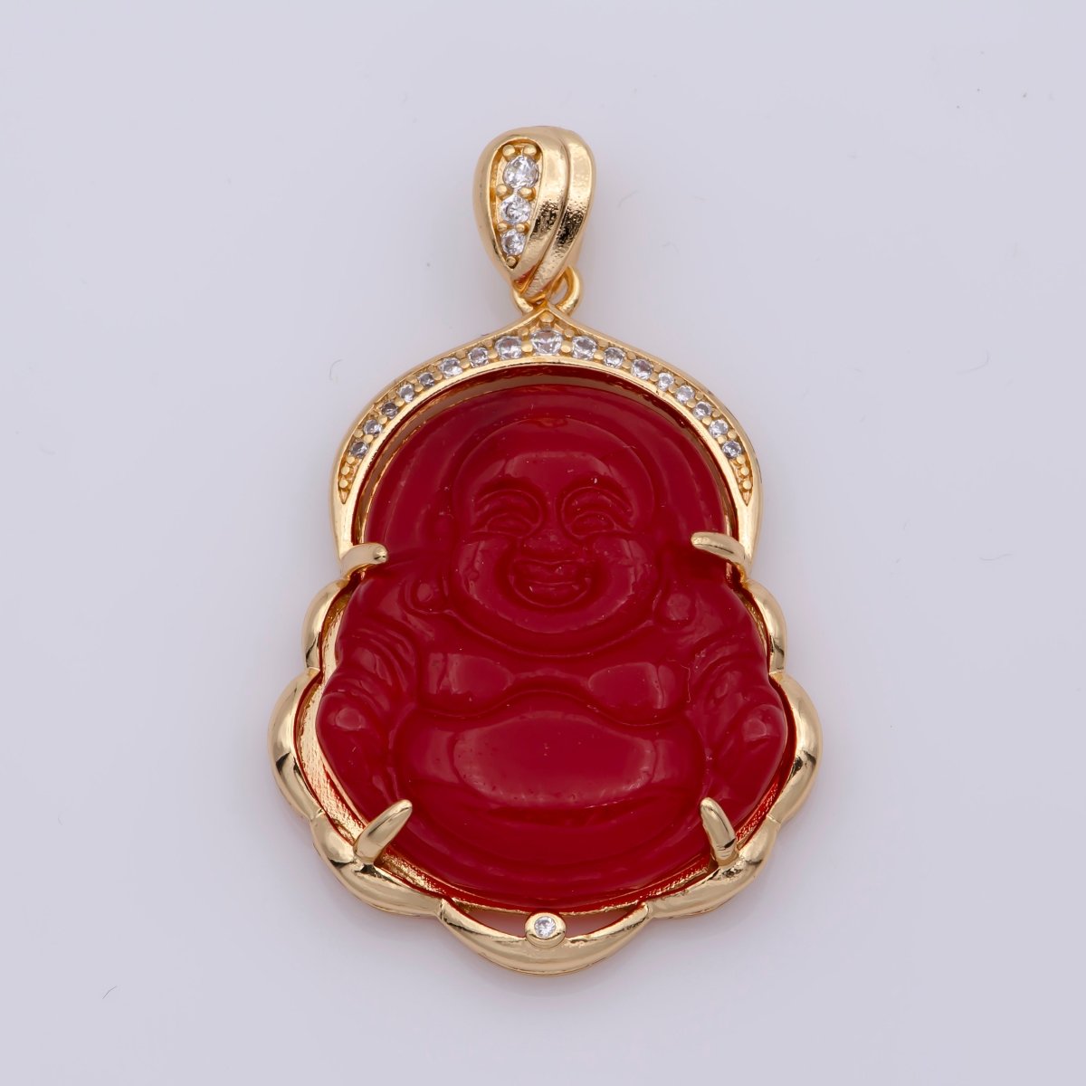 Blue Purple Red Pink Jade Buddha Pendant 18k Gold Filled Bezel
