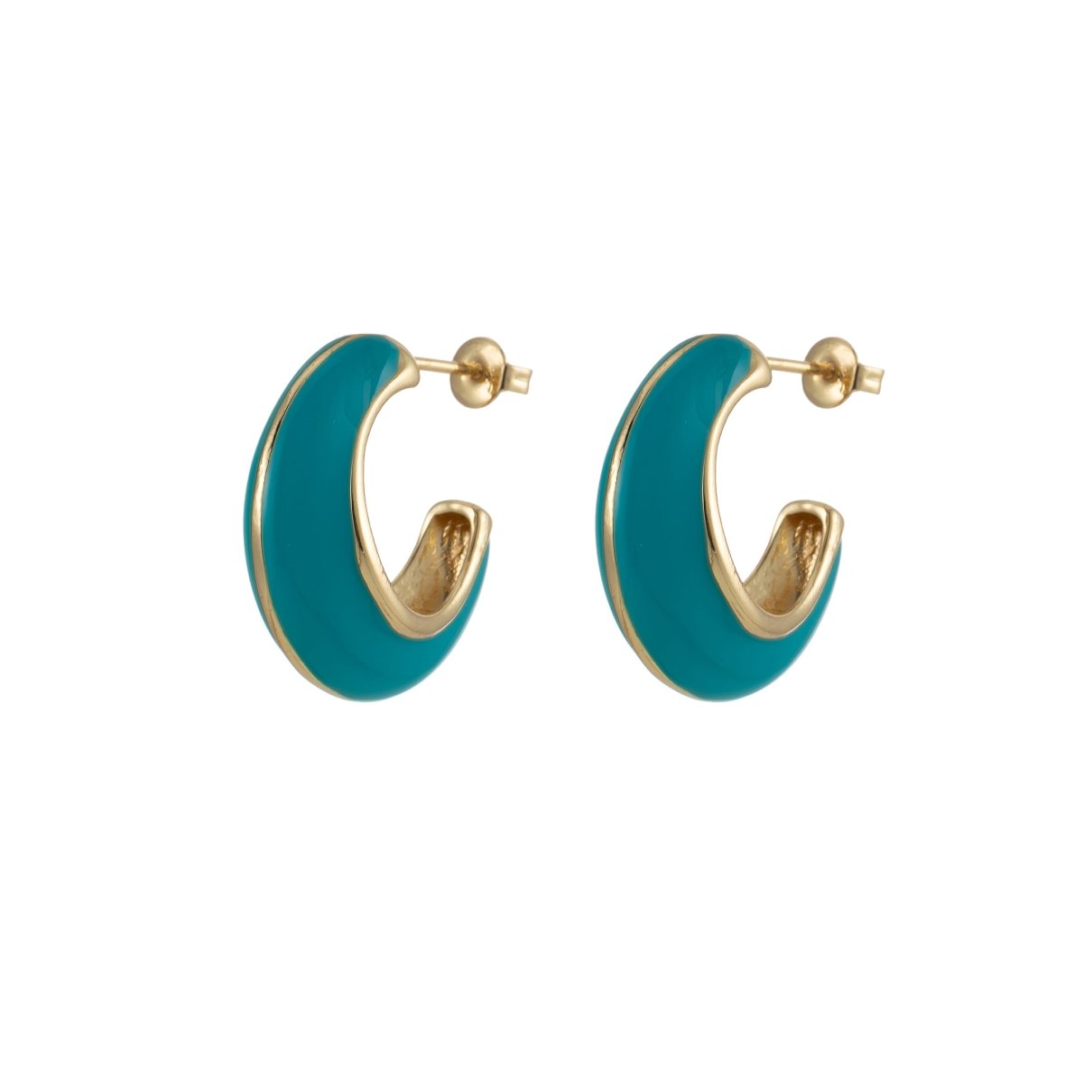 Bold Enamel Hoops Earring Colorful Dome Earring for Everday Wear P-211-P-219