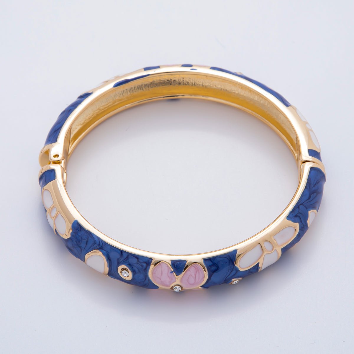 18K Gold Filled Summer Multicolor Enamel Flower Bangle Bracelet | WA-03371 ~ WA-03378