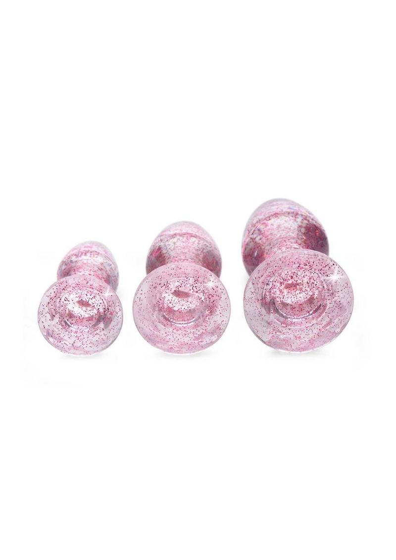 Booty Sparks Pink Glitter Gem Anal Plug Set