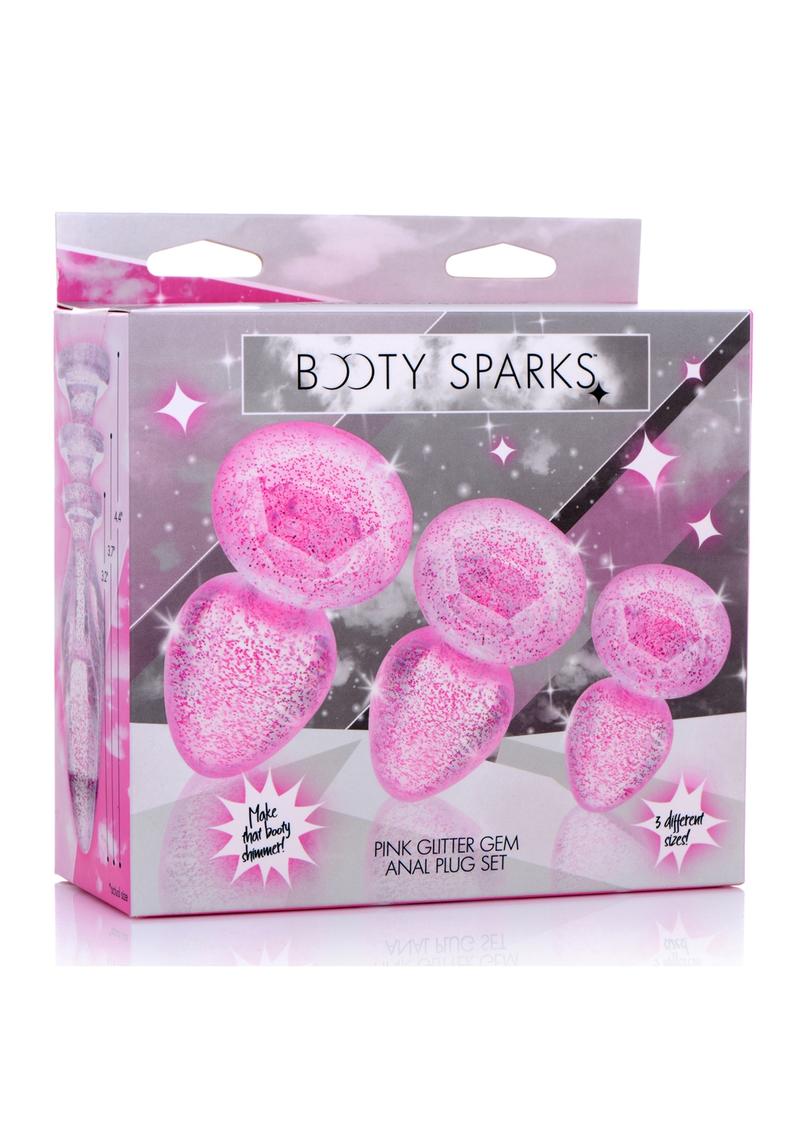 Booty Sparks Pink Glitter Gem Anal Plug Set