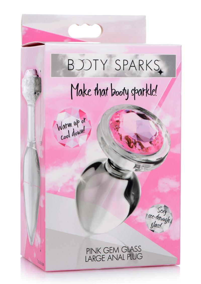 Booty Sparks Pink Gem Glass Medium Anal Plug For Pleasure