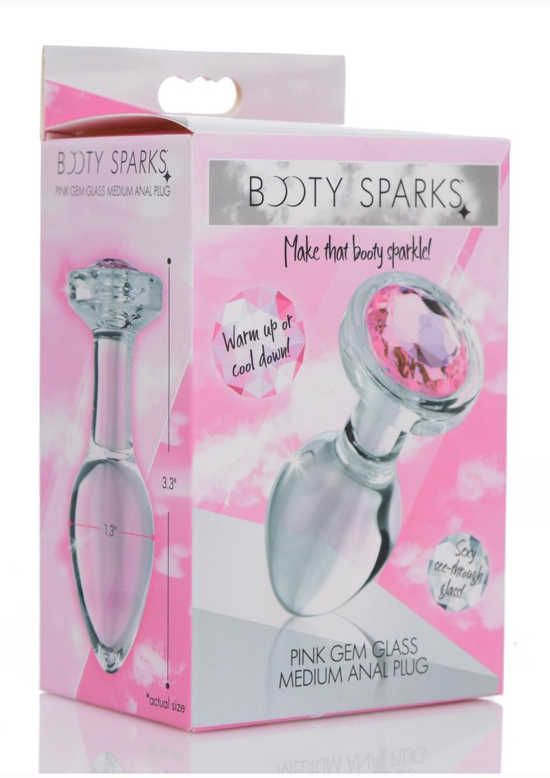 Booty Sparks Pink Gem Glass Medium Anal Plug For Pleasure