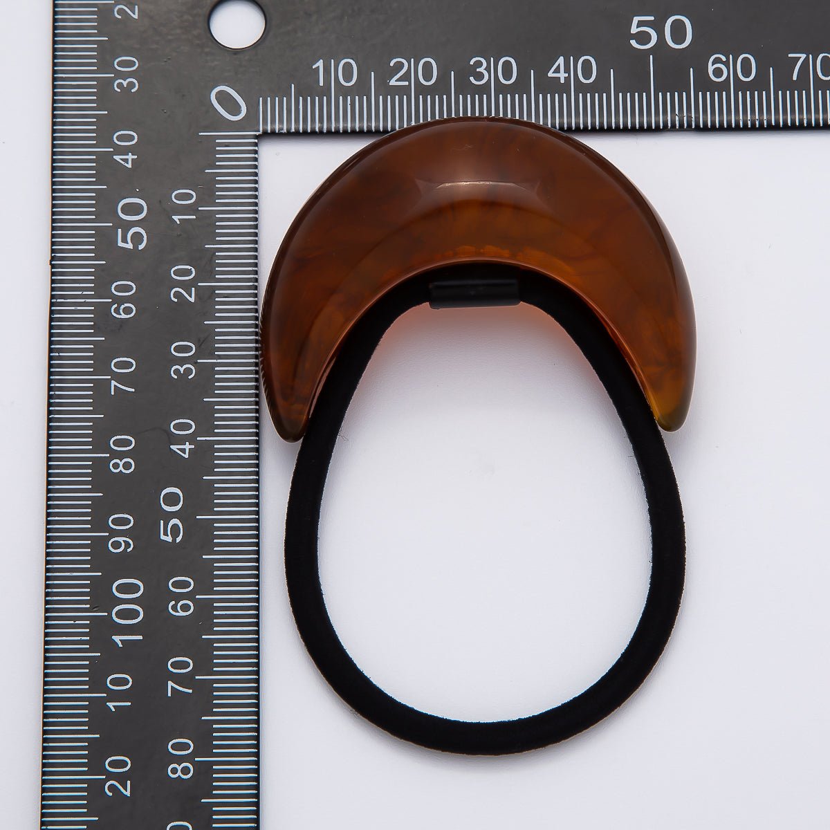 Brown Tortoise Shell Dome Cuff Resin Cotton Elastic Hair Tie Scrunchies Band Accessories | BH-00120