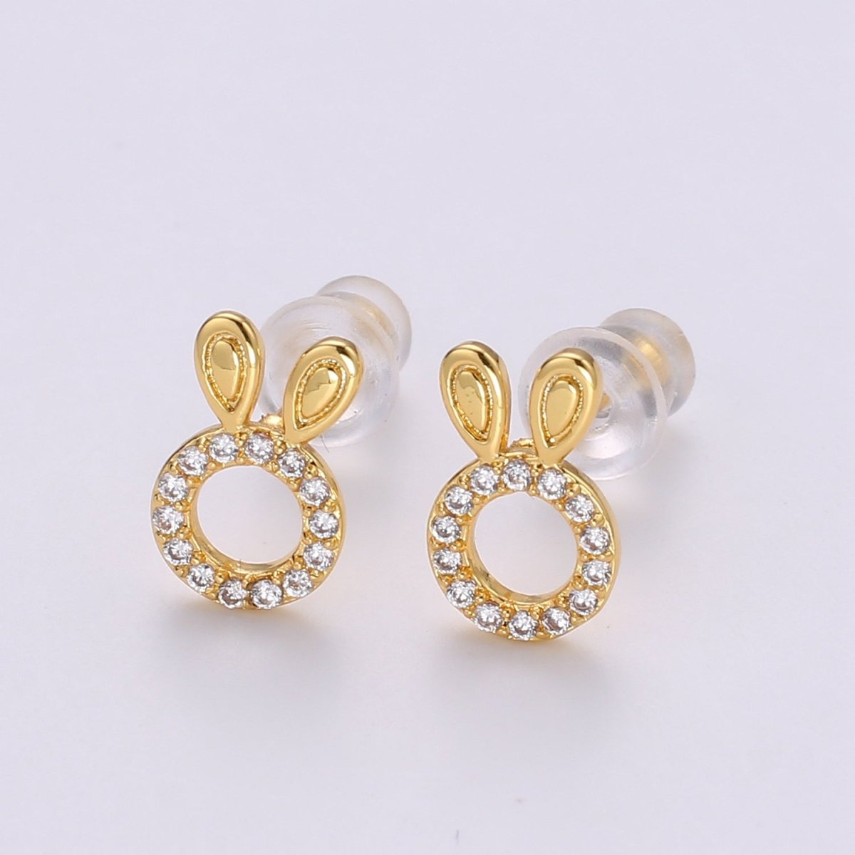 Bunny Stud Earrings • Rabbit Earrings • Rabbit Jewelry • Gold Micro Pave Animal Earrings • Stud Earrings • Valentine gift• Cute Earrings Q-364
