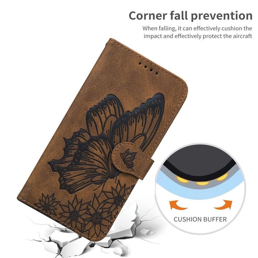 Butterfly Leather Flip Cover For iPhone 14 X XS XR 13 12 11 Pro Max 12 MINI Phone Wallet Case PU Leather Wallet Case Butterfly Flower Pattern Design Magnetic Flip Case Shockproof Protective Cover