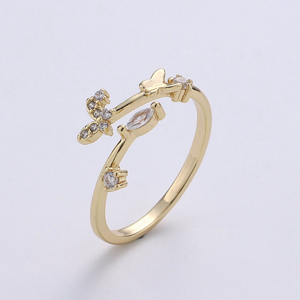 Butterfly Ring, Adjustable Butterfly Ring, Gold Butterfly Ring, Butterfly Jewellery, Micro Pave Butterfly Ring, Minimalist open ring R-085