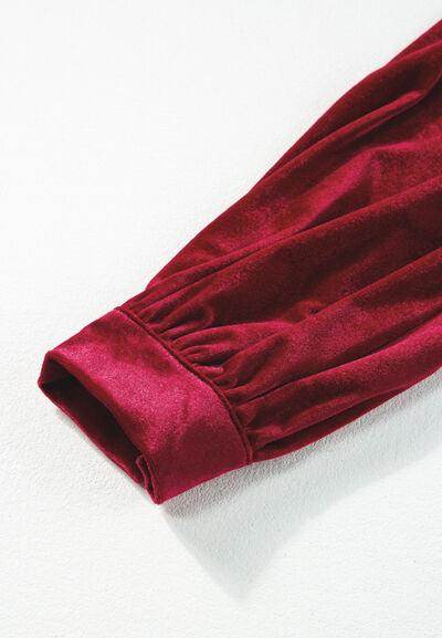 Ruffle Hem Slit V-Neck Long Sleeve Dress for Women