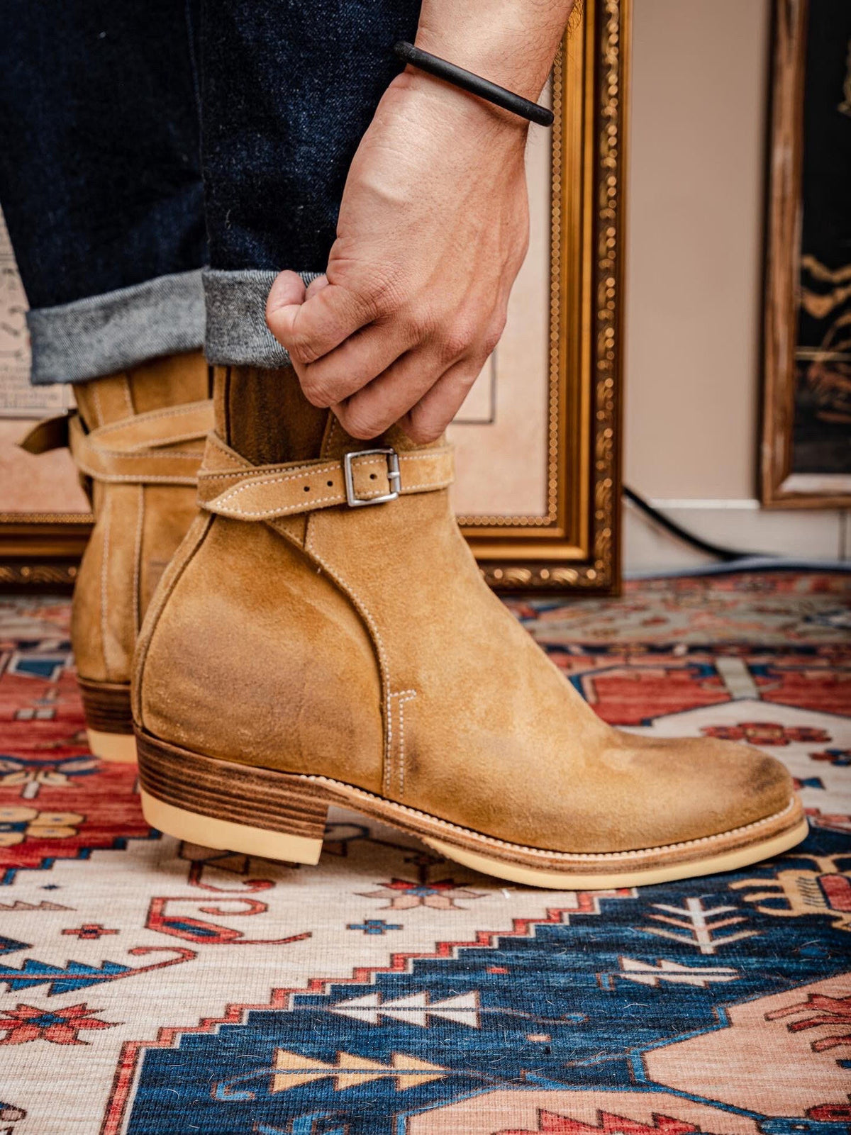American-style Vintage Pointed-toe Boots Mens Suede Boots