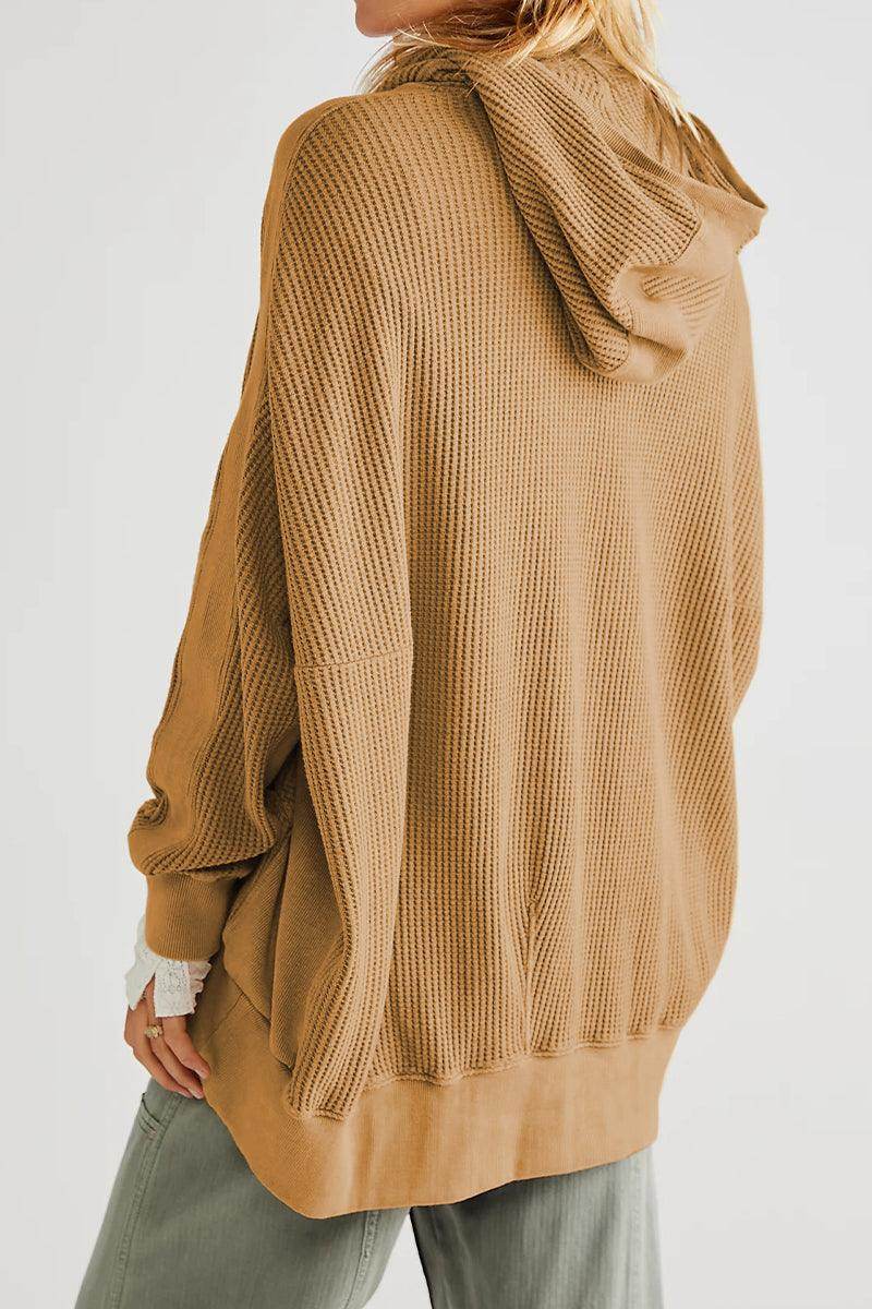 Zip-Up Long Sleeve Jacket with Hood and Pockets for Comfort