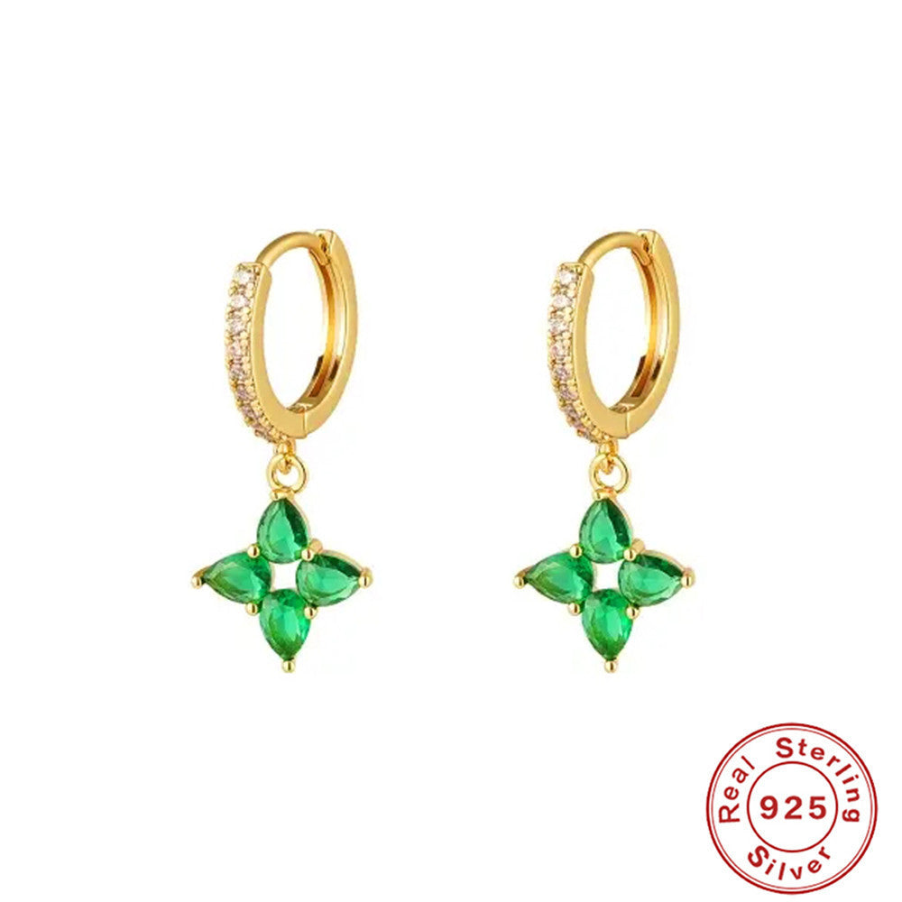 S925 Flowers Water Drop Earrings