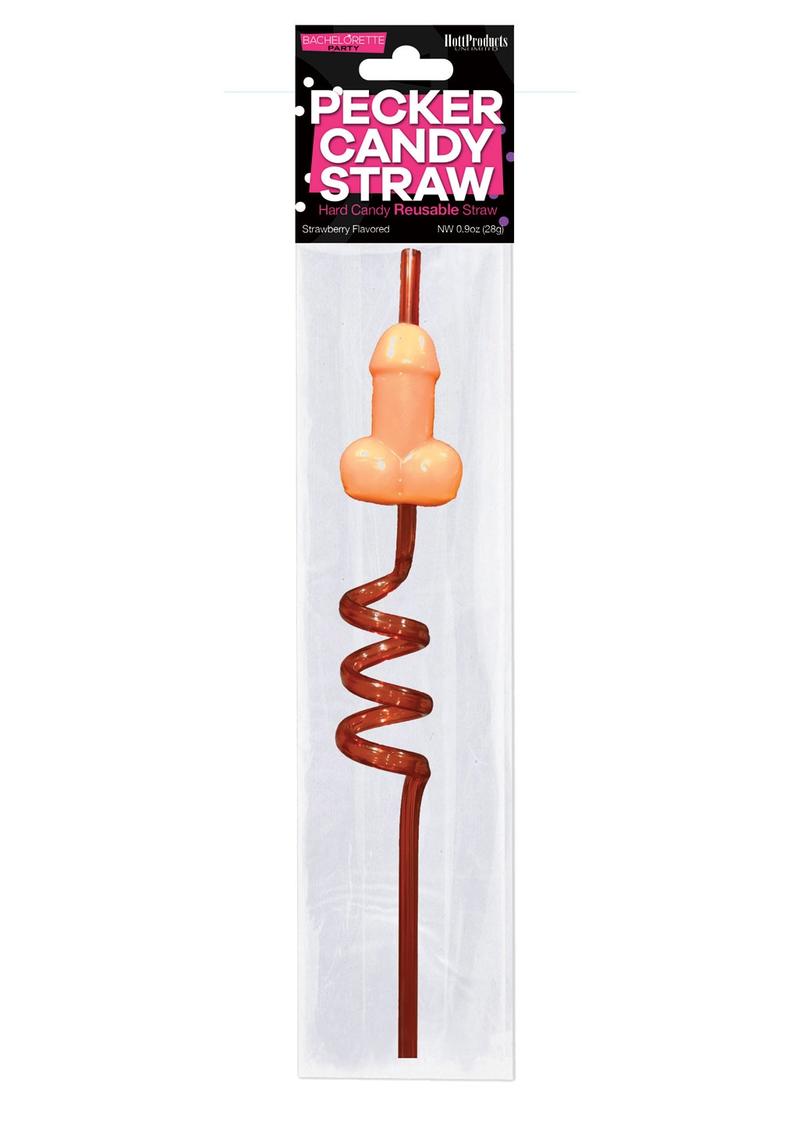 Pecker Candy Straw Strawberry Flavored Hard Candy